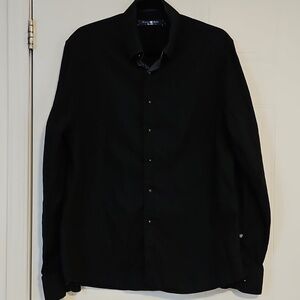Stone Rose Shirt Mens Medium Black Button Up Collared Preppy Dress Shirt